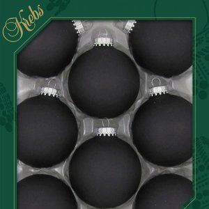 Black Matte Boxed Christmas Ornaments - Set of 8